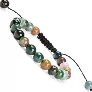 Dark natural stone agate beaded wholesale bracelet