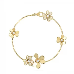 Gold flower set diamond fashion wholesale bracelet