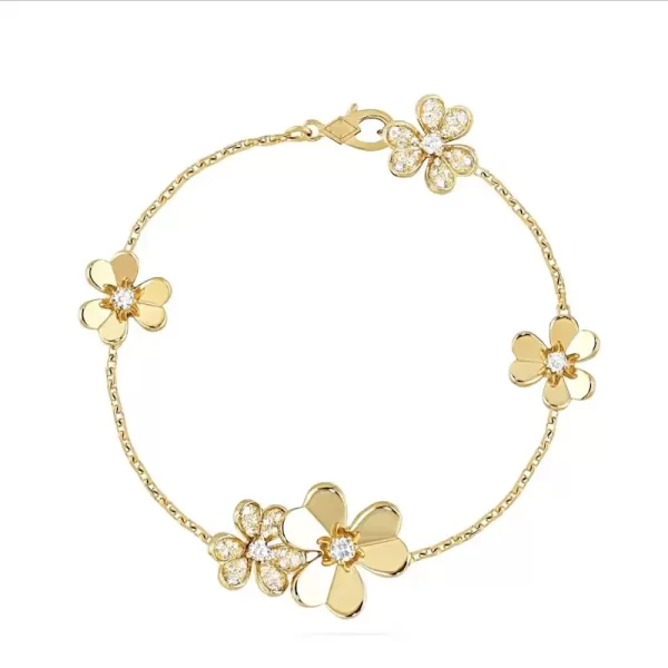 Gold flower set diamond fashion wholesale bracelet Gold flower set diamond fashion wholesale bracelet