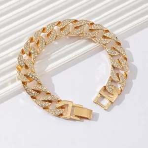 Jewelry wholesale full diamond Cuban chain gold bracelet