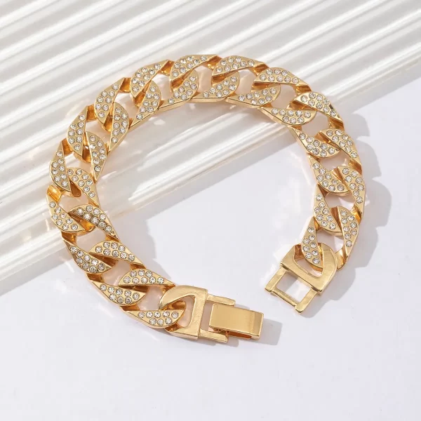 Jewelry wholesale full diamond Cuban chain gold bracelet Jewelry wholesale full diamond Cuban chain gold bracelet