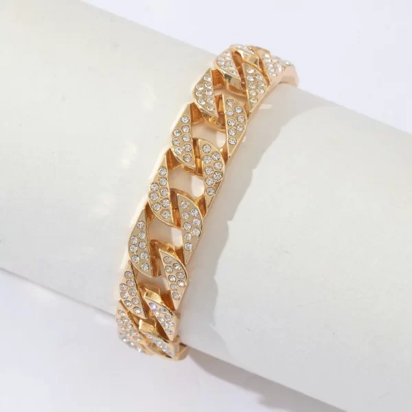 Jewelry wholesale full diamond Cuban chain gold bracelet b Jewelry wholesale full diamond Cuban chain gold bracelet / 0000238-A