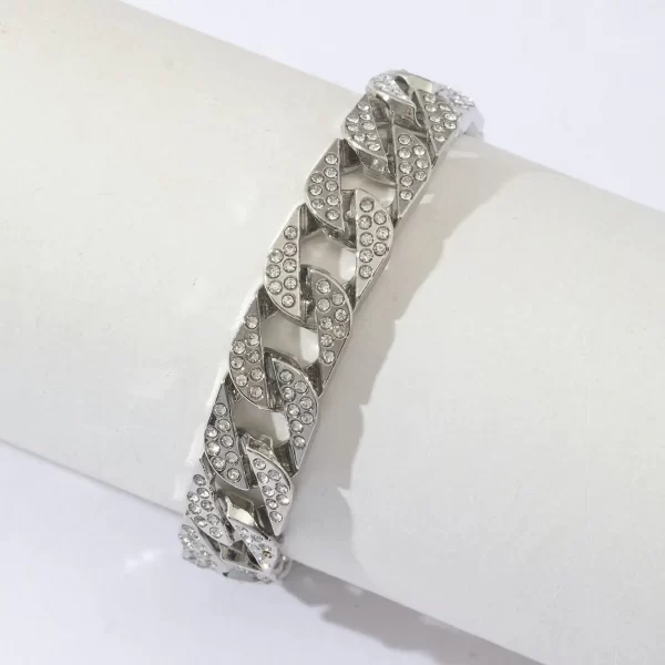 Jewelry wholesale full diamond Cuban chain silver bracelet b Jewelry wholesale full diamond Cuban chain silver bracelet / 0000238-C