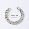 Jewelry wholesale full diamond Cuban chain silver bracelet / 0000238-C