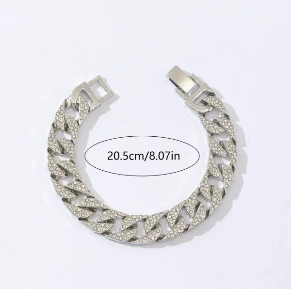 Jewelry wholesale full diamond Cuban chain silver bracelet c Jewelry wholesale full diamond Cuban chain silver bracelet / 0000238-C