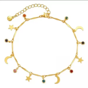 Multi pendant Sun star Moon wholesale anklet