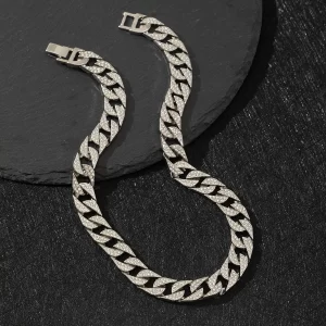 Wholesale jewelry full of diamond Cuban chain silver necklaces