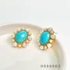 Wholesale vintage earrings turquoise plated with real gold / 0000003