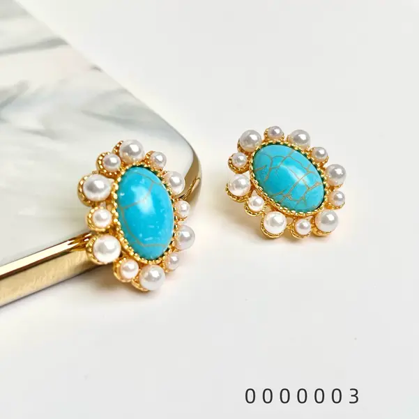 Wholesale-vintage-earrings-turquoise-plated-with-real-gold--C Wholesale vintage earrings turquoise plated with real gold / 0000003