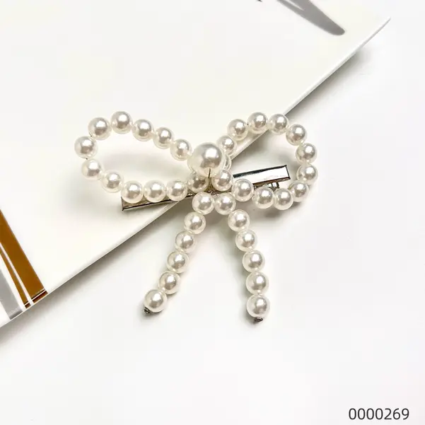 Simple-hairpin-wholesale-pearl-bow--B Simple hairpin wholesale pearl bow / 0000269