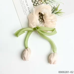 beige-tulip-scrunchie-purple-ponytail-bow-elastic-silk-ribbon-stylish-wholesale-hair-accessory