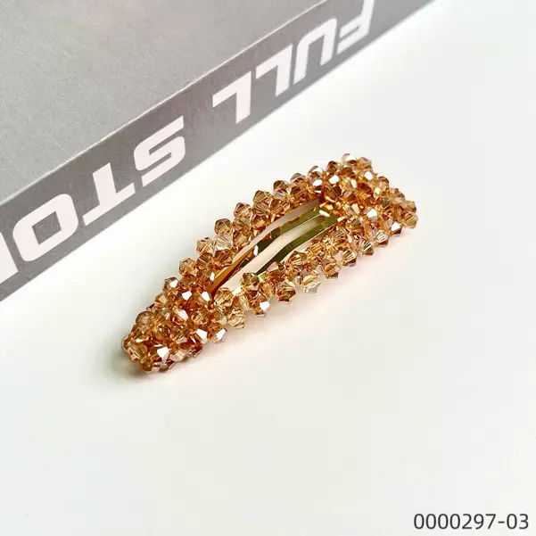 big-simple-stylish-apricot-crystal-wholesale-hairpin--A Big simple stylish apricot crystal wholesale hairpin / 0000297-03