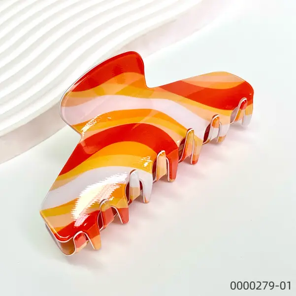 stylish-colorful-orange-smooth-surface-design-wholesale-claw-clip--C Stylish colorful orange smooth surface design wholesale claw clip / 0000279-01