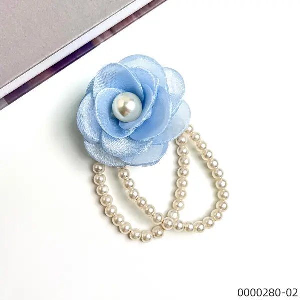 stylish-small-fresh-wholesale-blue-flower-pearl-beading-hair-tie--B Stylish small fresh wholesale blue flower pearl beading hair tie / 0000280-02