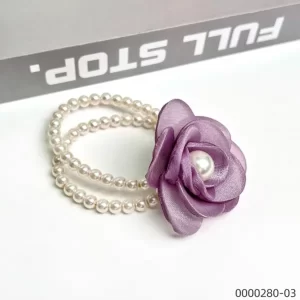 stylish-small-fresh-wholesale-purple-flower-pearl-beading-hair-tie