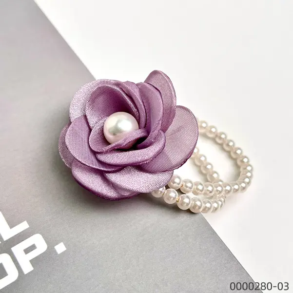 stylish-small-fresh-wholesale-purple-flower-pearl-beading-hair-tie--B Stylish small fresh wholesale purple flower pearl beading hair tie / 0000280-03