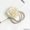 Stylish small fresh wholesale yellow flower pearl beading hair tie / 0000280-01