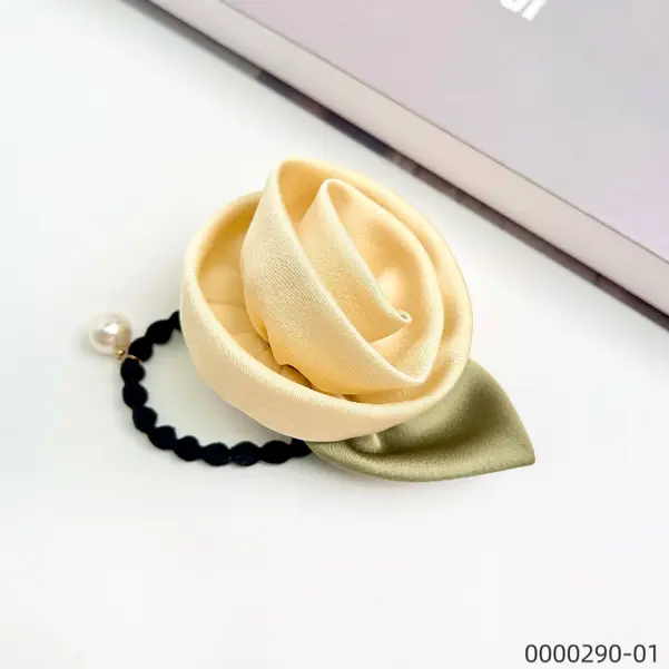 stylish-smallfresh-Korean-style-rose-beige-hair-tie--C Stylish smallfresh Korean style rose beige hair tie / 0000290-01