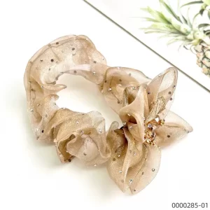 wholesale-apricot-babysbreath-four-seasonal-flowers-rhinestonn-crystal-scrunchie