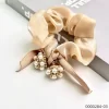 Wholesale apricot stylish pearl rhinestone hair scrunchie / 0000284-03