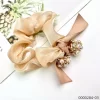 Wholesale apricot stylish pearl rhinestone hair scrunchie / 0000284-03