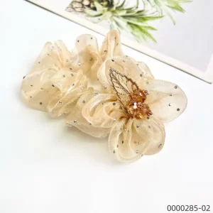wholesale-beige-babysbreath-four-seasonal-flowers-rhinestonn-crystal-scrunchie