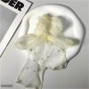 wholesale beige stylish mesh bow pachinko hair scrunchie hair accessory