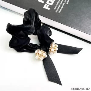 wholesale-black-stylish-pearlrhinestone-hair-scrunchie