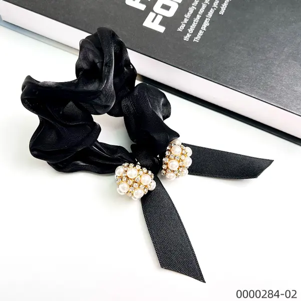 wholesale-black-stylish-pearlrhinestone-hair-scrunchie wholesale-black-stylish-pearlrhinestone-hair-scrunchie