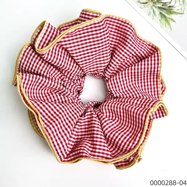 wholesale-stylish-red-and-white-lace-grid-elastic-polyester-scrunchie wholesale-stylish-red-and-white-lace-grid-elastic-polyester-scrunchie